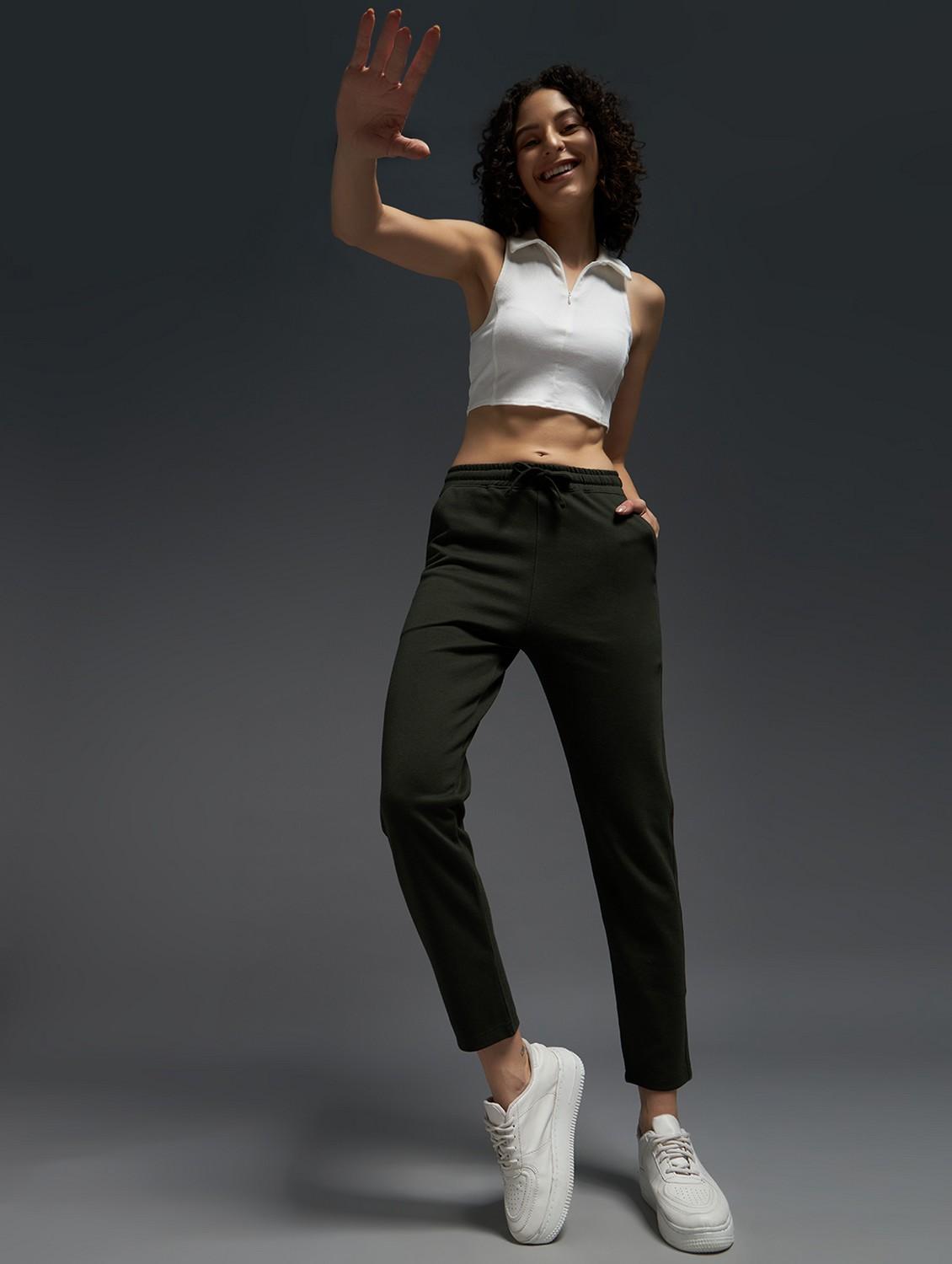 women solid mid rise track pant - 21762359 - Standard Image - 3