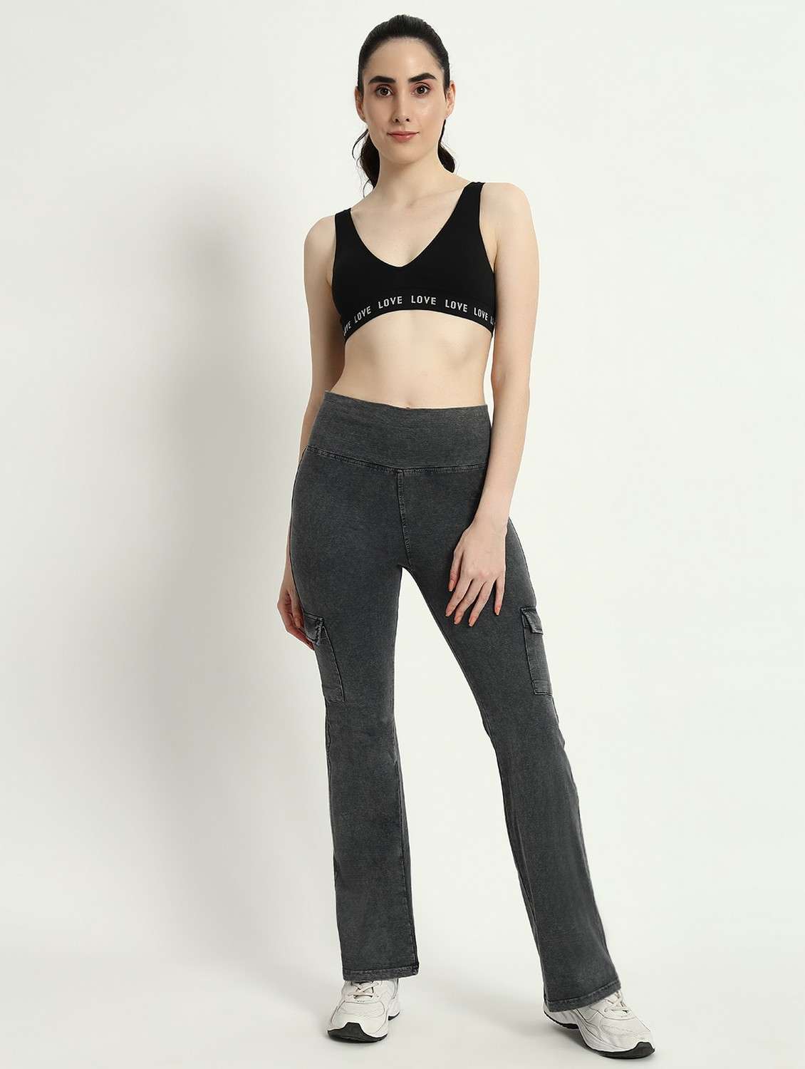 women solid high rise cargo - 21762364 - Standard Image - 3