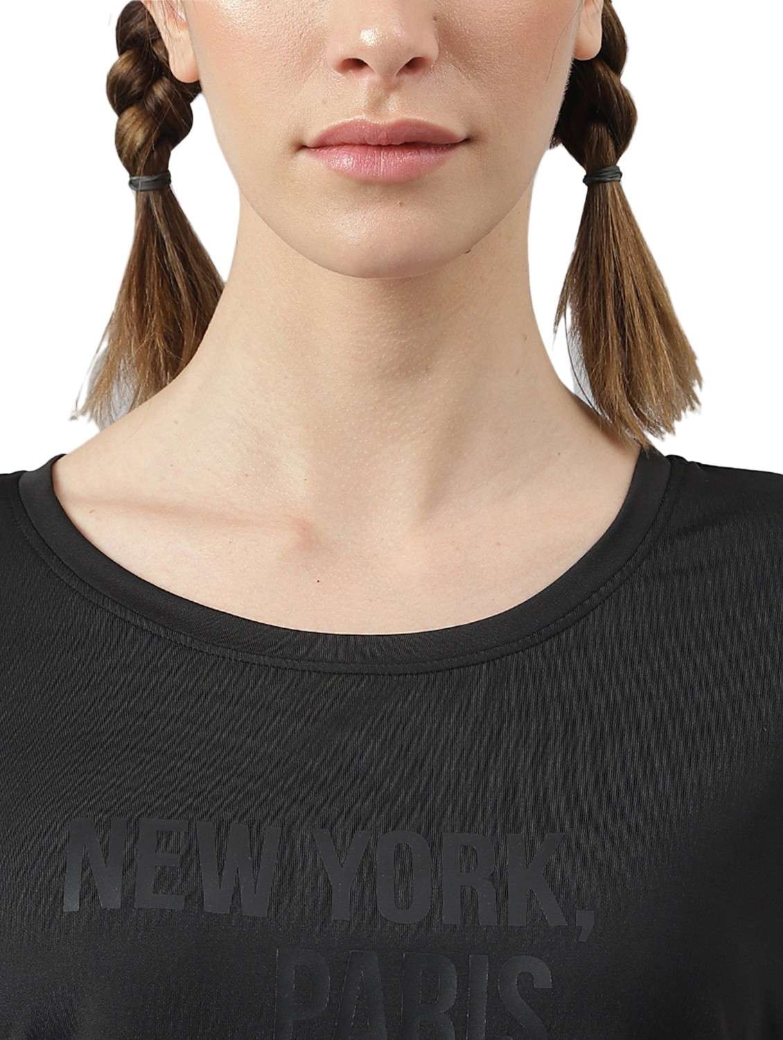 black polyester typography t-shirt active wear - 21762367 -  Standard Image - 3