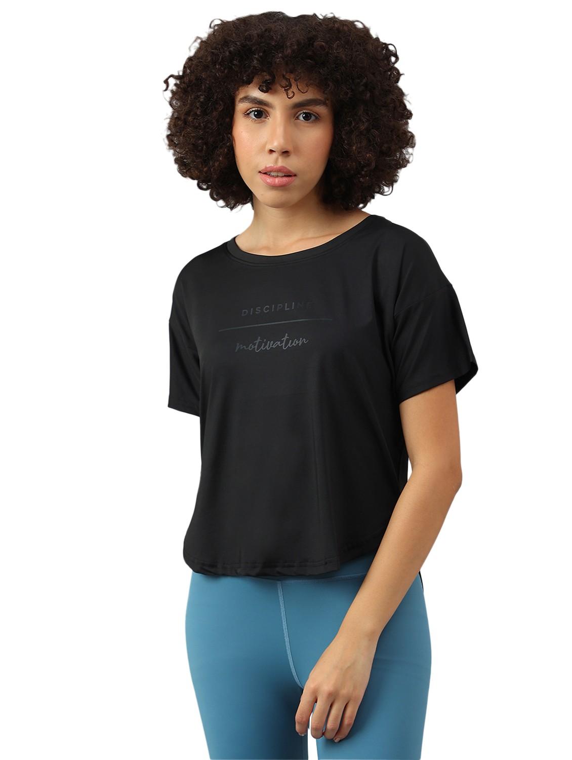 women printed dri-fit high low sports t-shirt