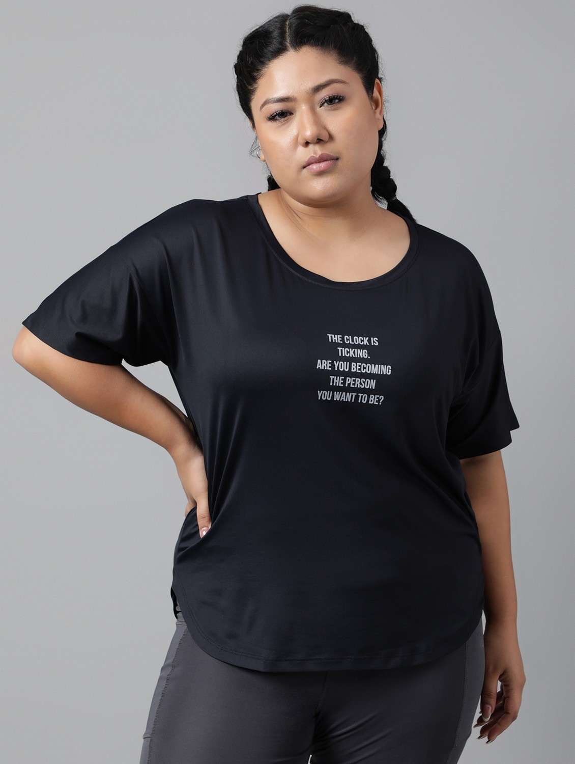 women plus size printed dri-fit sports t-shirt