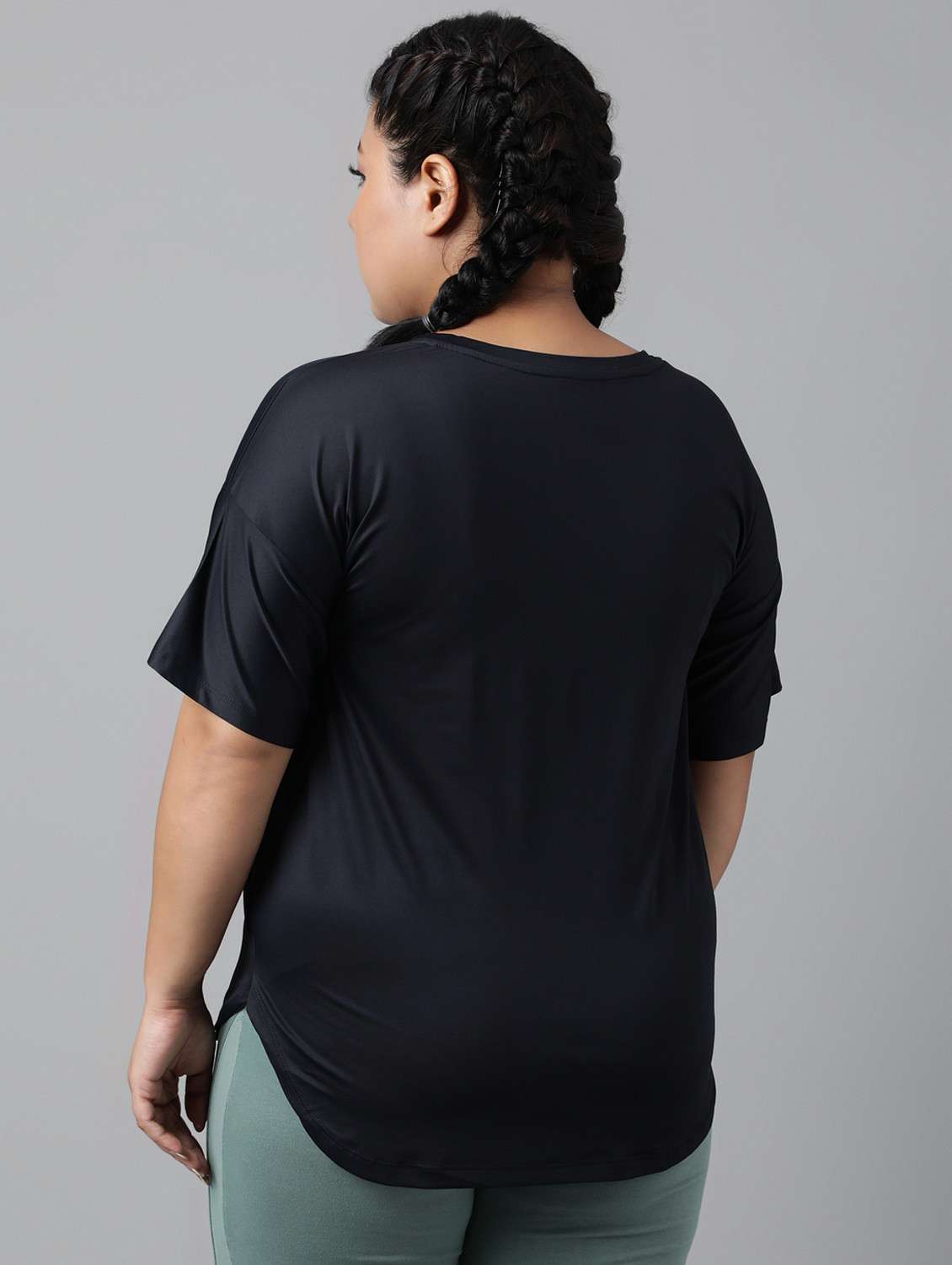 women black typographic round neck t-shirt - 21762443 -  Standard Image - 3