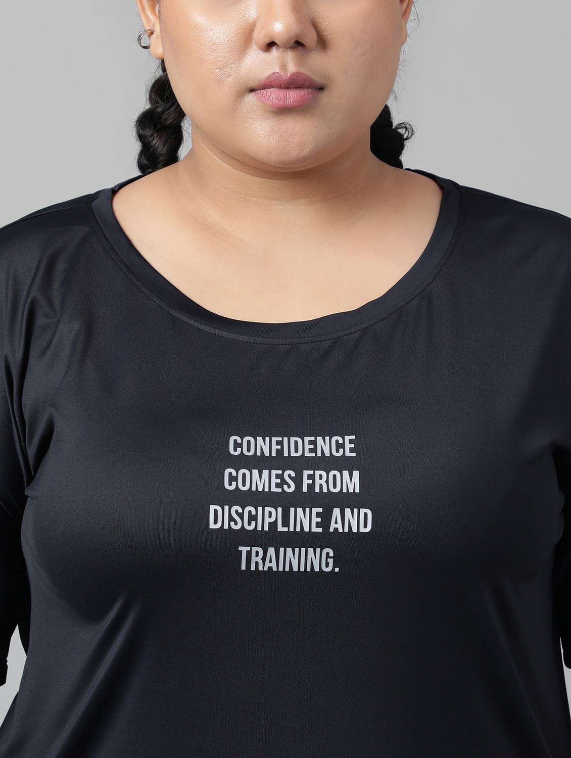 women black typographic round neck t-shirt - 21762443 -  Standard Image - 5