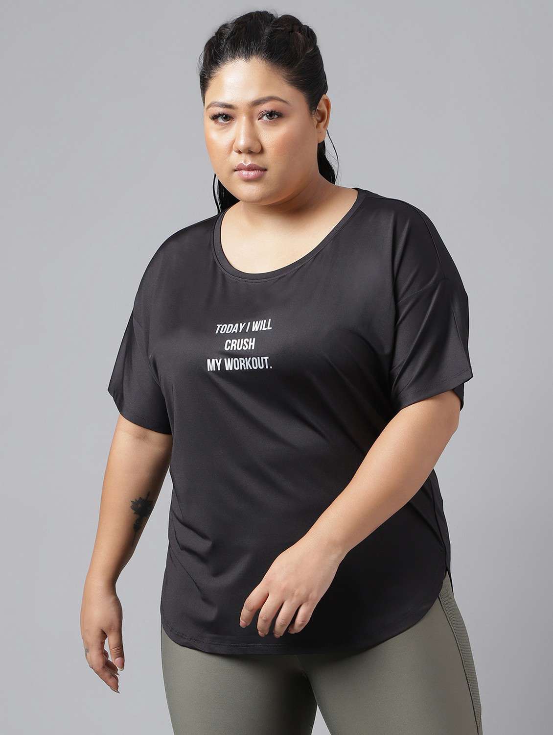 women plus size printed dri-fit sports t-shirt