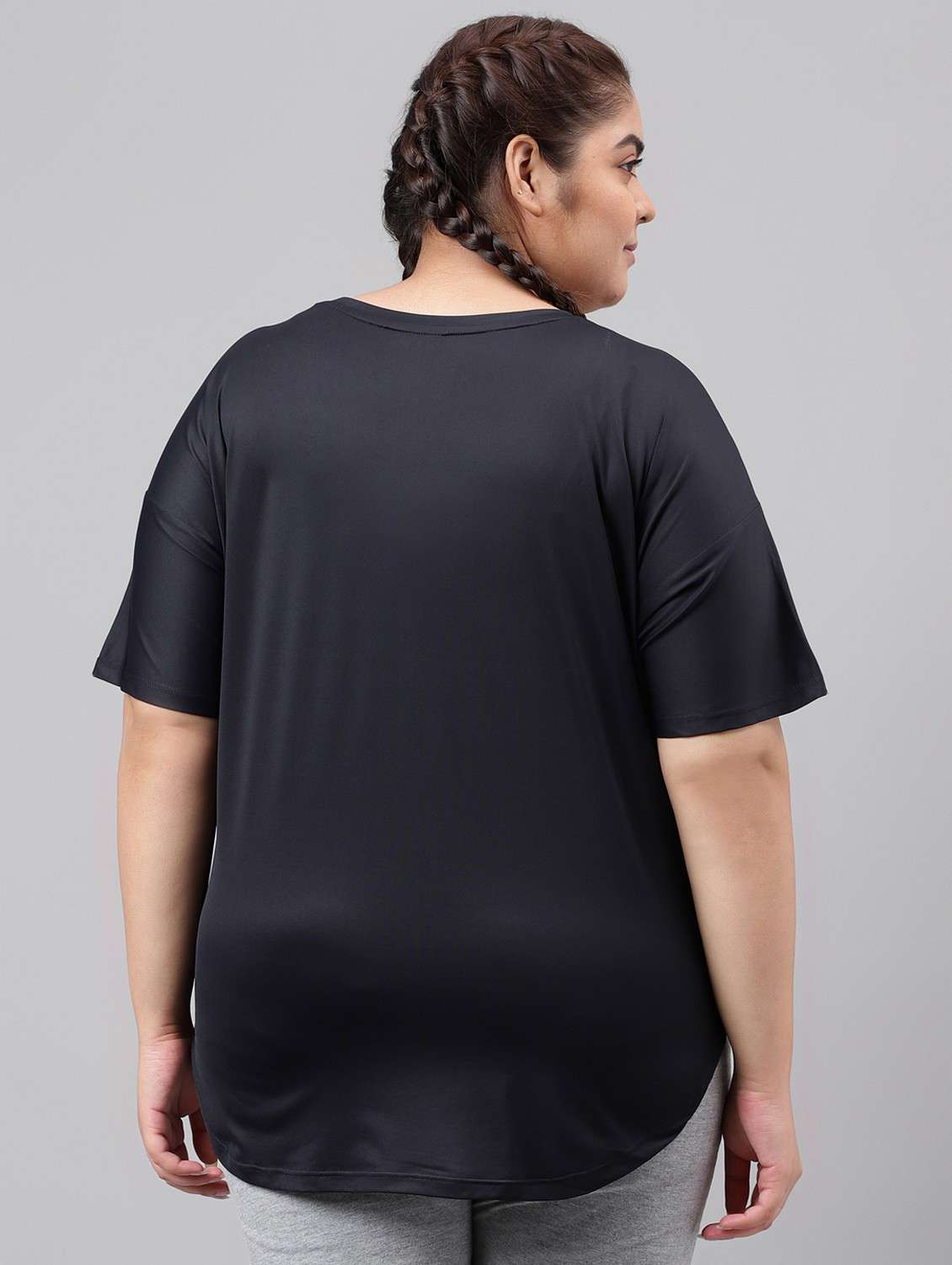 women black typographic round neck t-shirt - 21762451 -  Standard Image - 3