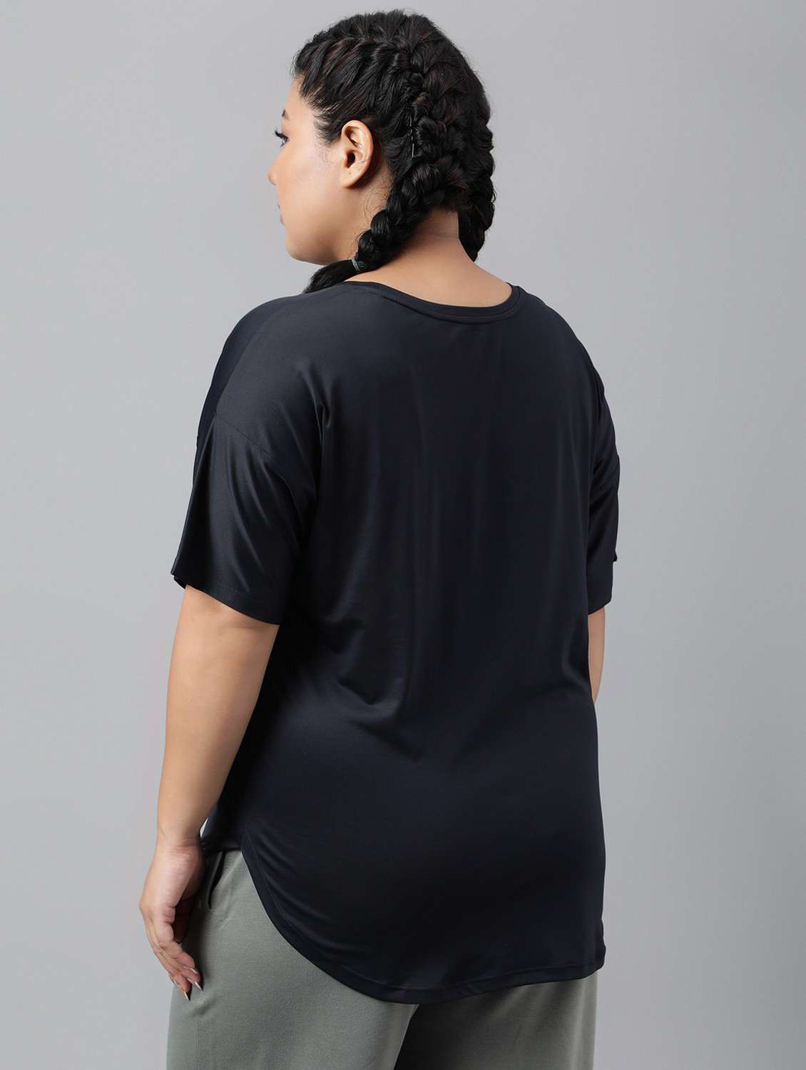 women black typographic round neck t-shirt - 21762459 -  Standard Image - 3