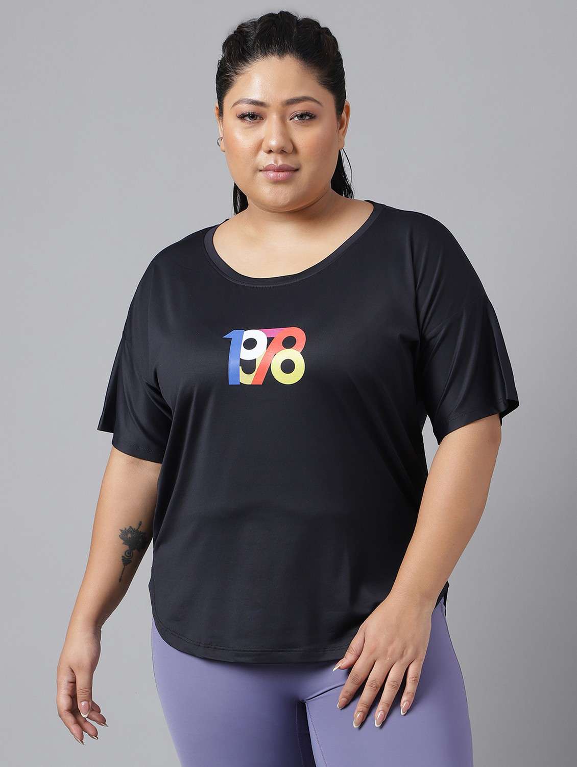 women black typographic round neck t-shirt - 21762469 -  Zoom Image - 0