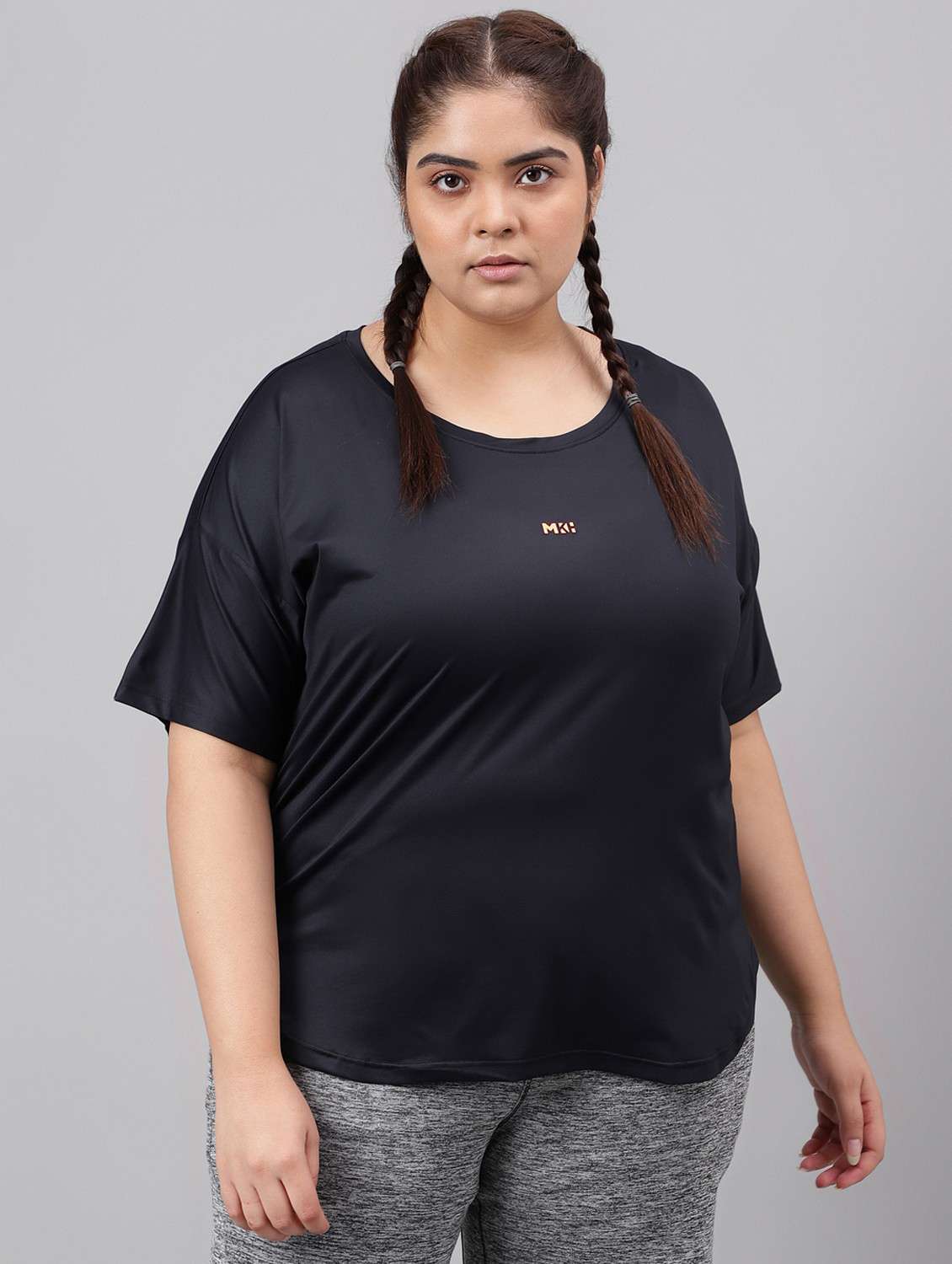 women plus size solid dri-fit sports t-shirt