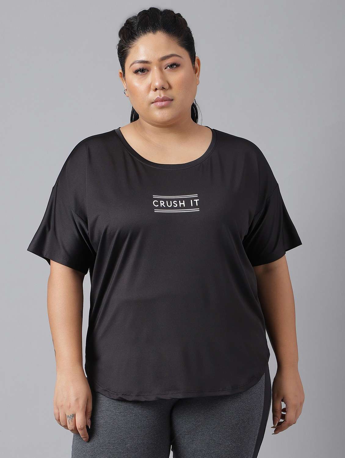 women plus size printed dri-fit sports t-shirt