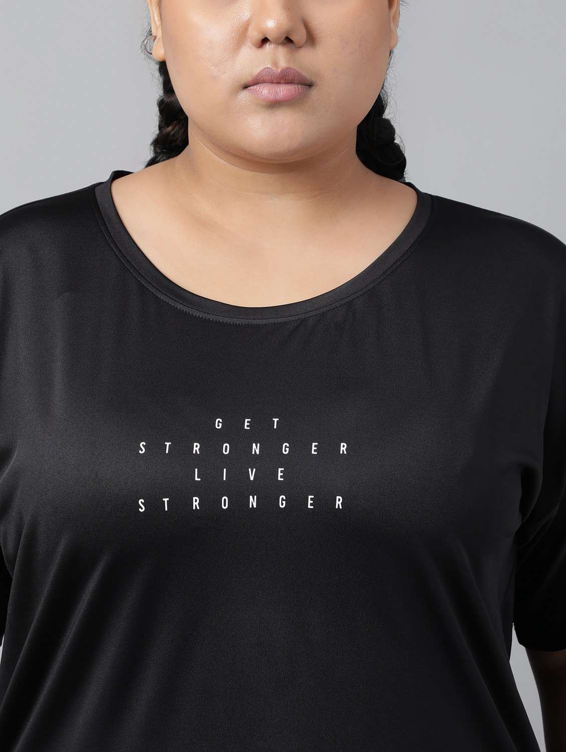 women black typographic round neck t-shirt - 21762489 - Standard Image - 5