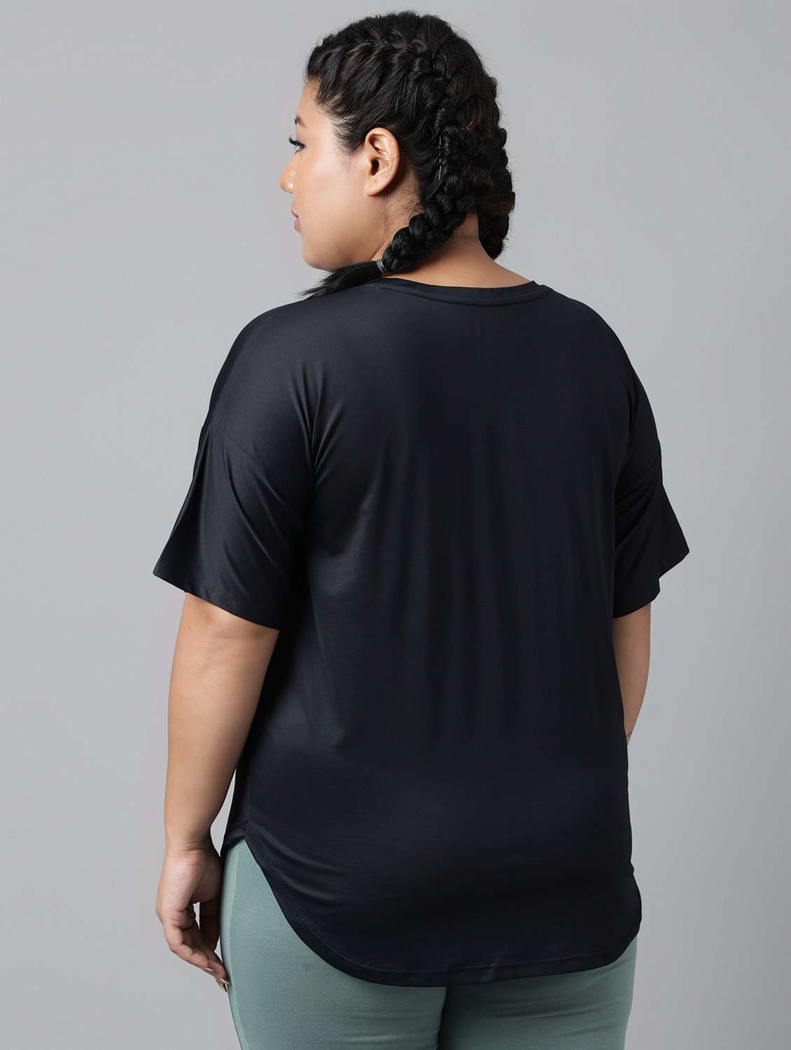 women black typographic round neck t-shirt - 21762491 -  Standard Image - 3