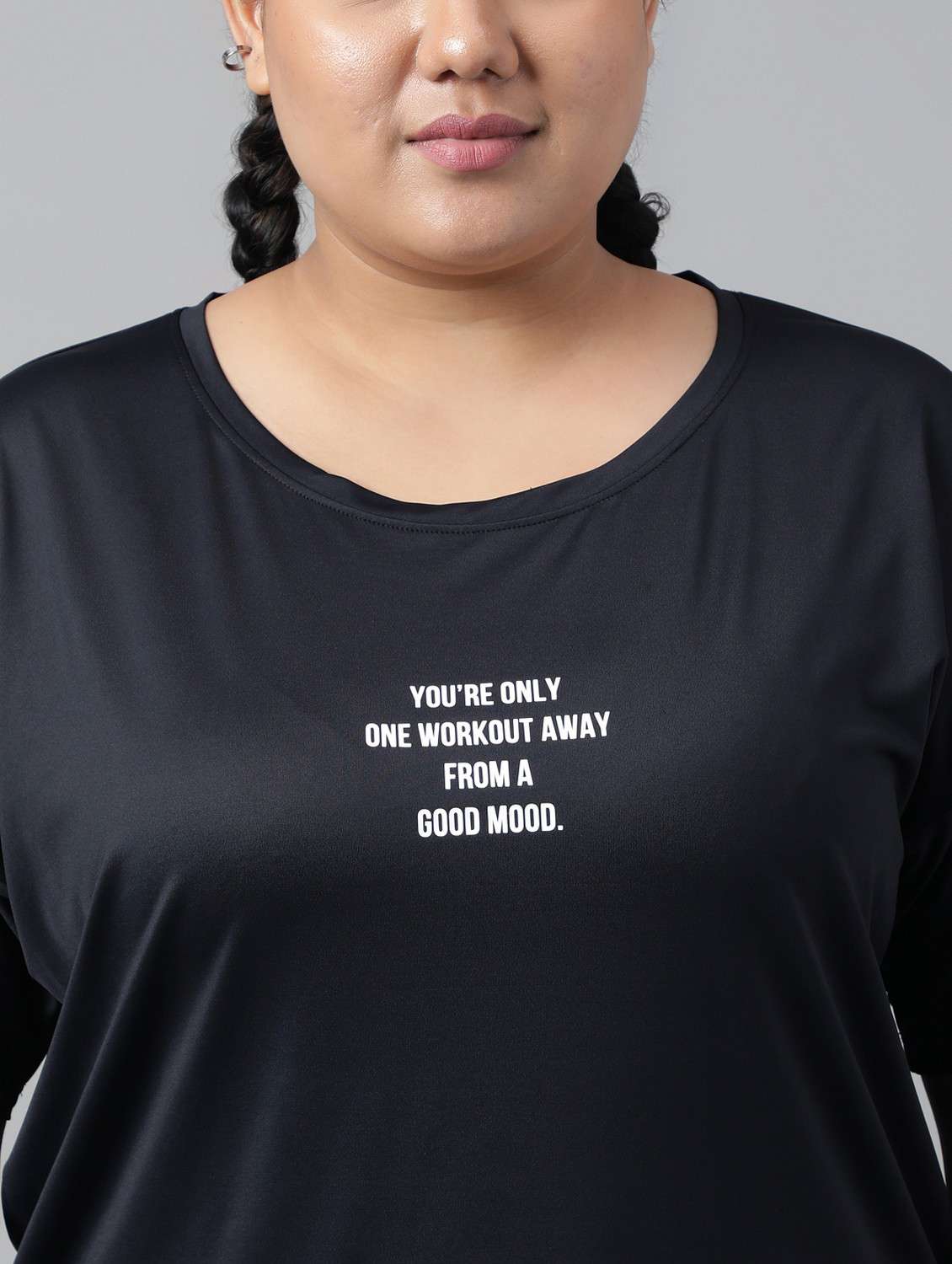 women black typographic round neck t-shirt - 21762491 -  Standard Image - 5