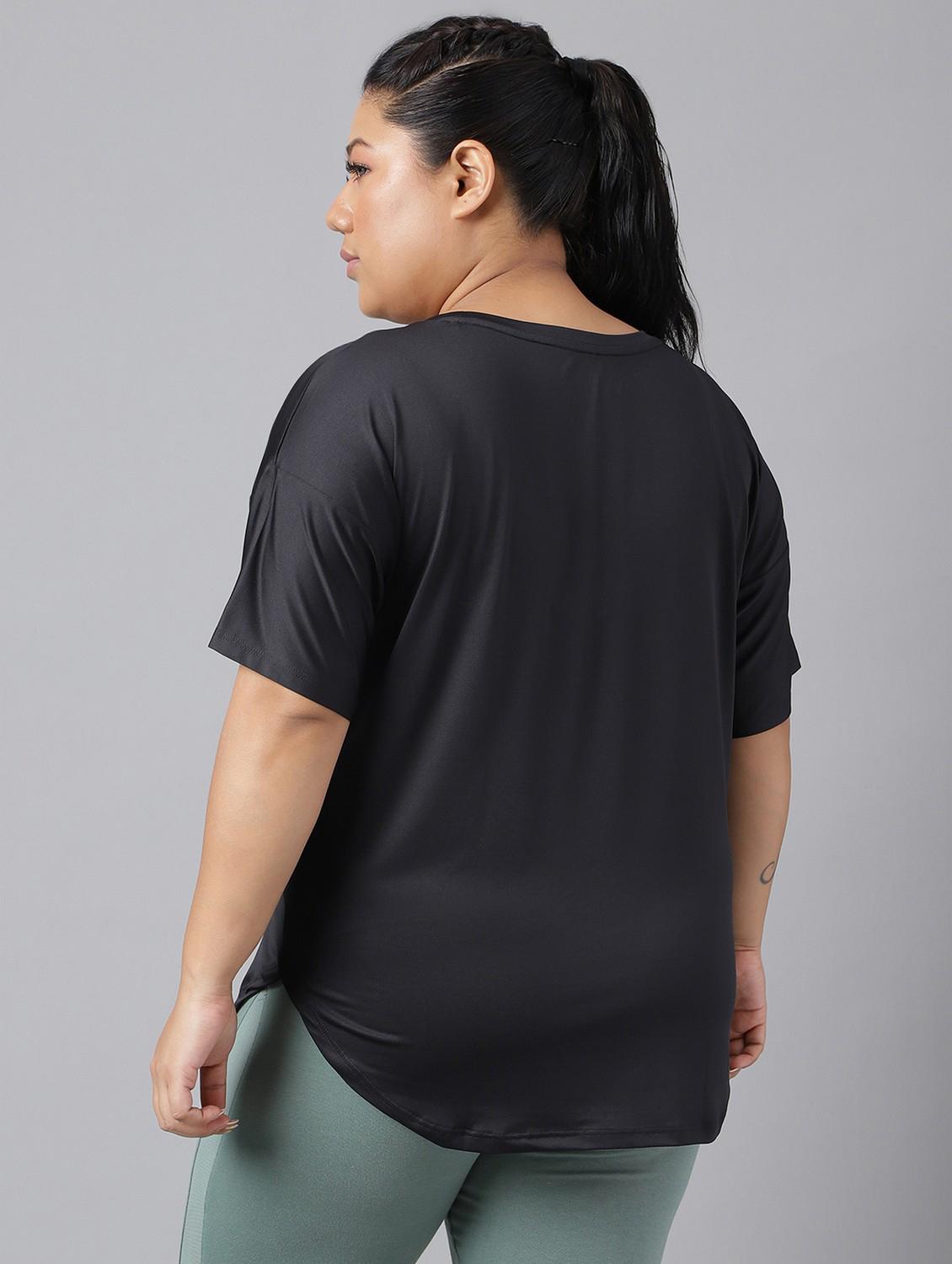 women black typographic round neck t-shirt - 21762495 - Standard Image - 3