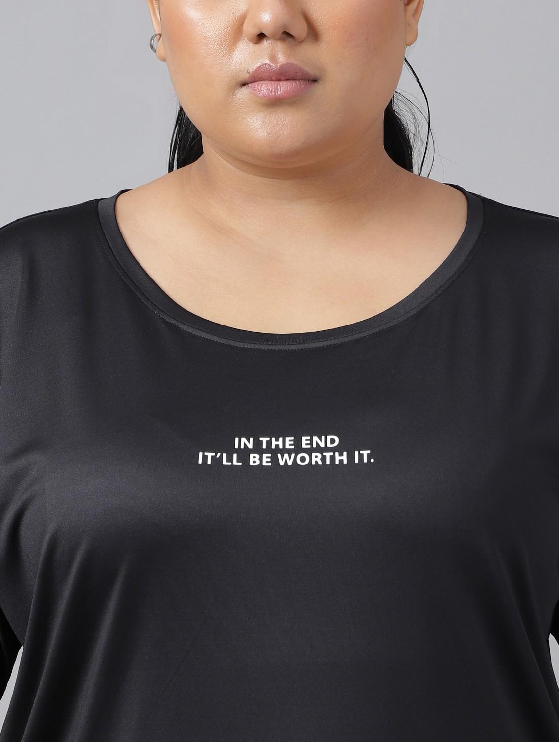 women black typographic round neck t-shirt - 21762495 - Standard Image - 5