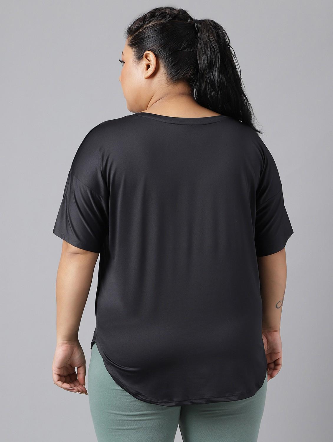 women black typographic round neck t-shirt - 21762497 - Standard Image - 3
