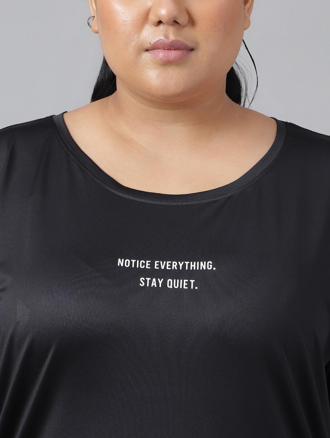women black typographic round neck t-shirt - 21762497 - Standard Image - 5
