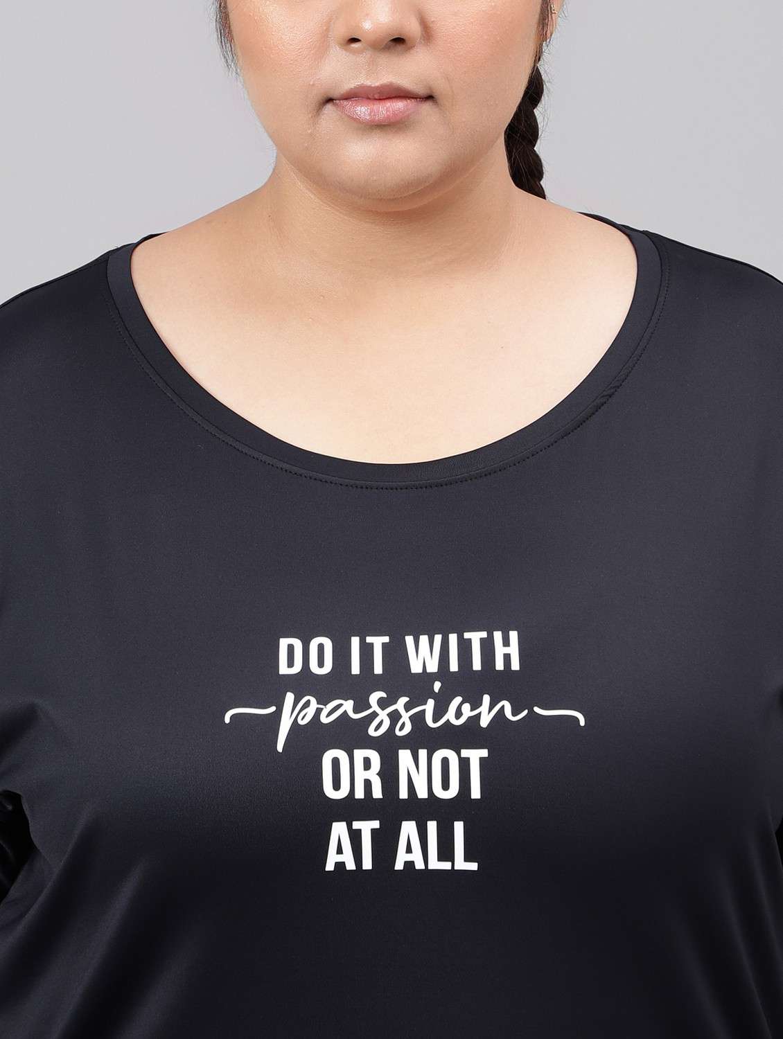 women black typographic round neck t-shirt - 21762498 -  Standard Image - 5