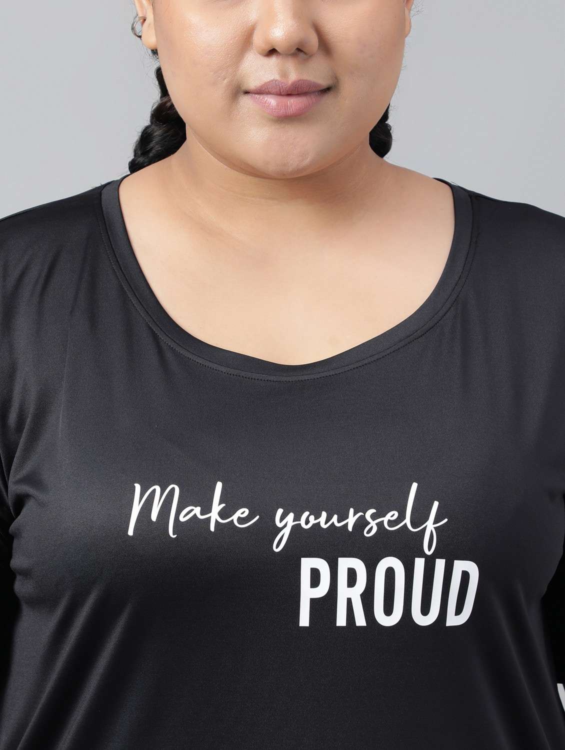 women black typographic round neck t-shirt - 21762521 -  Standard Image - 5