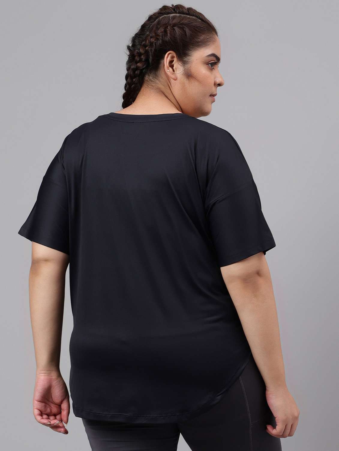 women black typographic round neck t-shirt - 21762523 -  Standard Image - 3