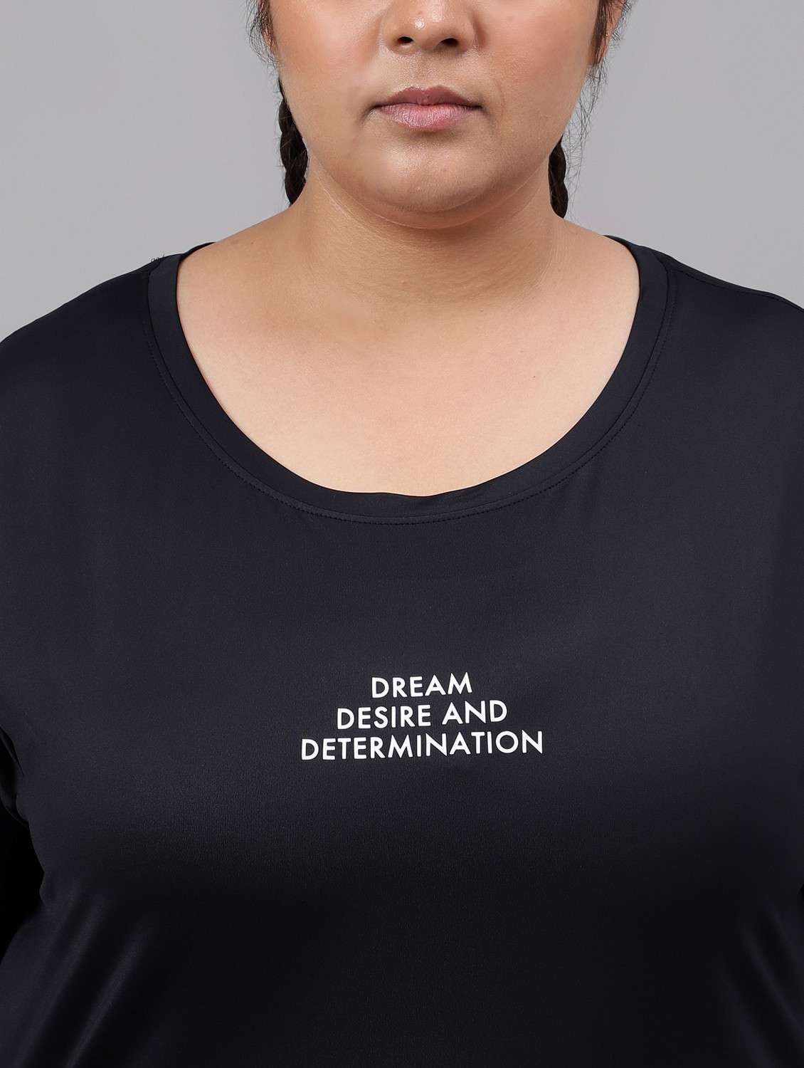 women black typographic round neck t-shirt - 21762523 -  Standard Image - 5