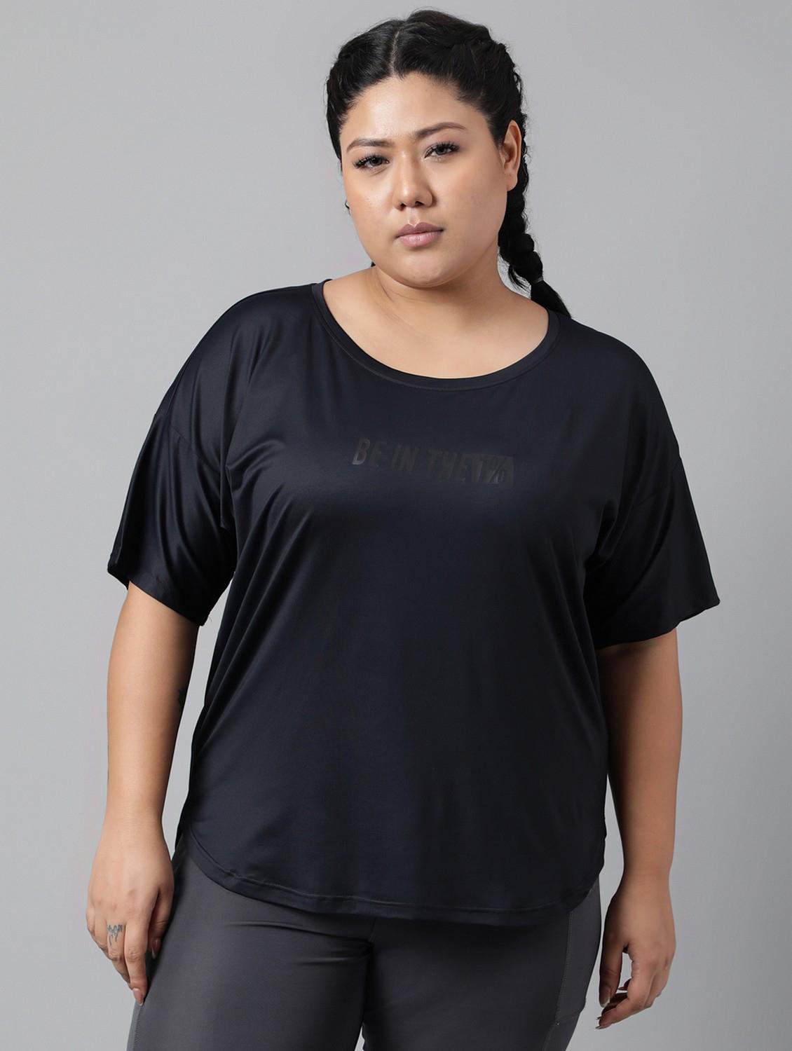 women plus size solid dri-fit sports t-shirt