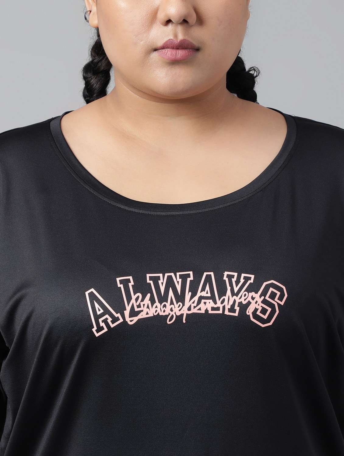 women black typographic round neck t-shirt - 21762547 -  Standard Image - 5
