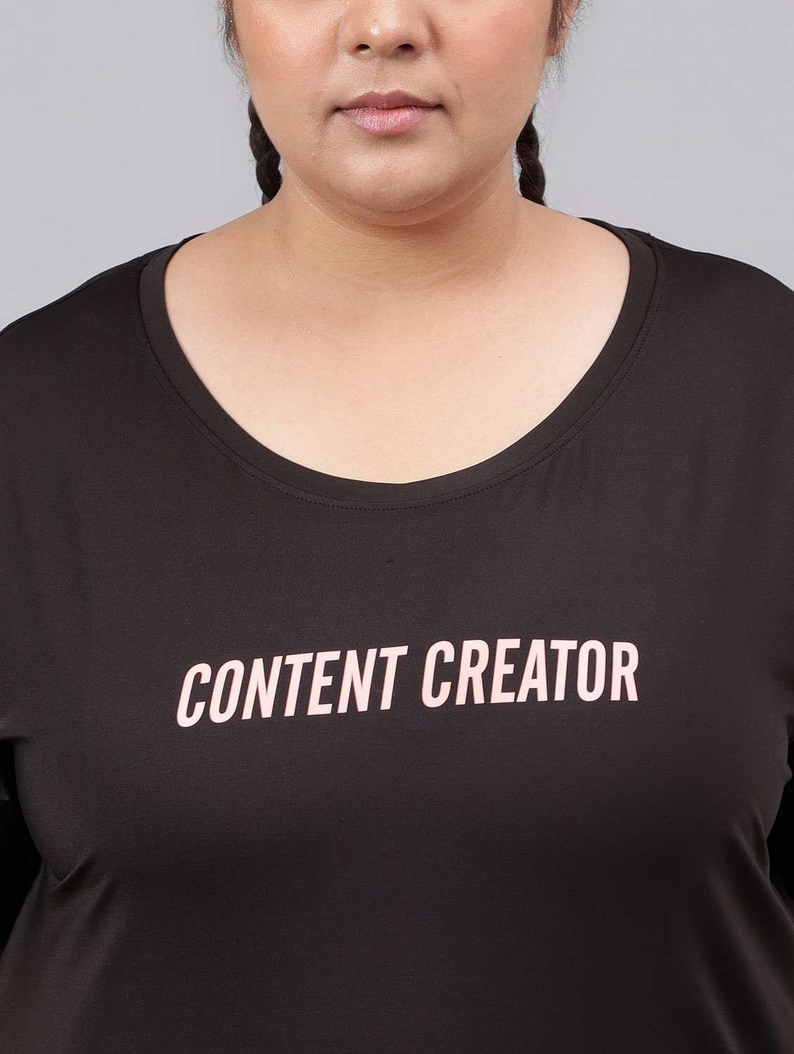 women black typographic round neck t-shirt - 21762551 -  Standard Image - 5