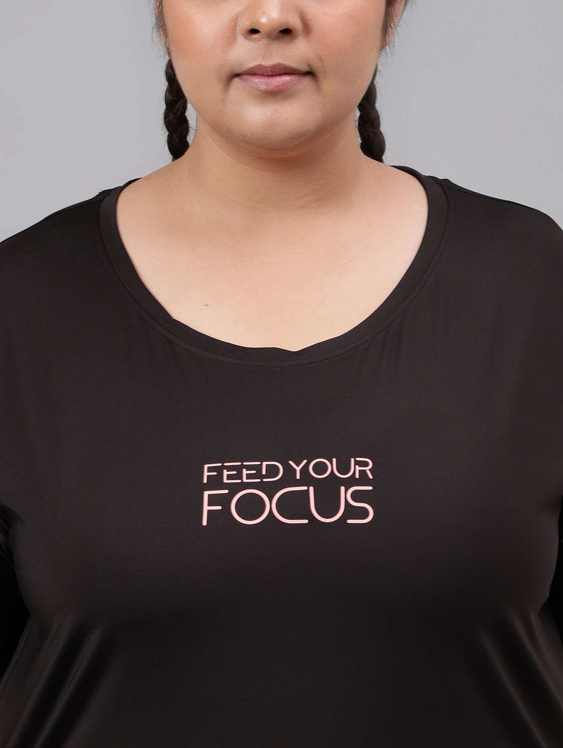 women black typographic round neck t-shirt - 21762552 -  Standard Image - 5
