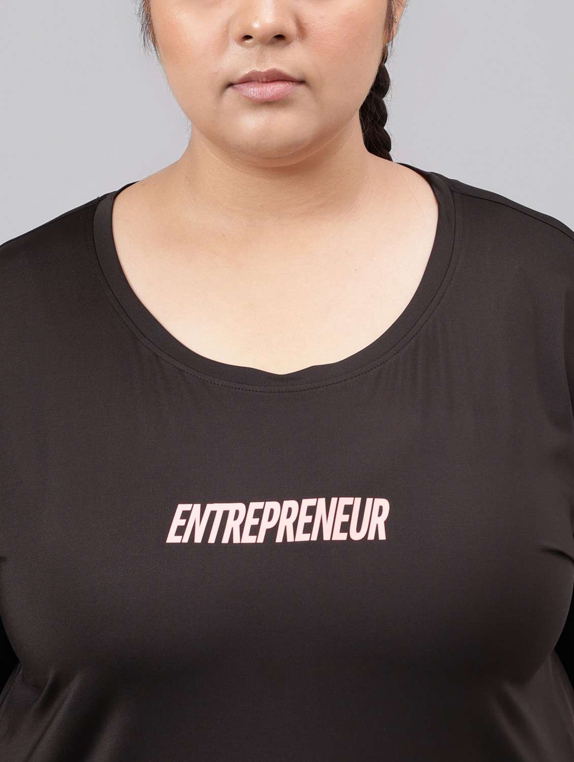 women black typographic round neck t-shirt - 21762555 -  Standard Image - 5