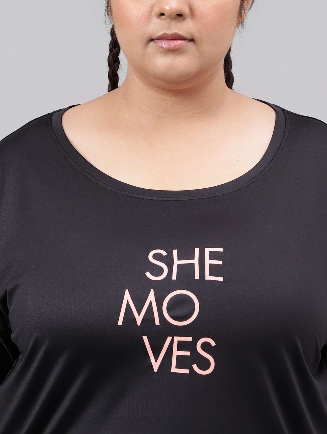 women black typographic round neck t-shirt - 21762564 -  Standard Image - 5