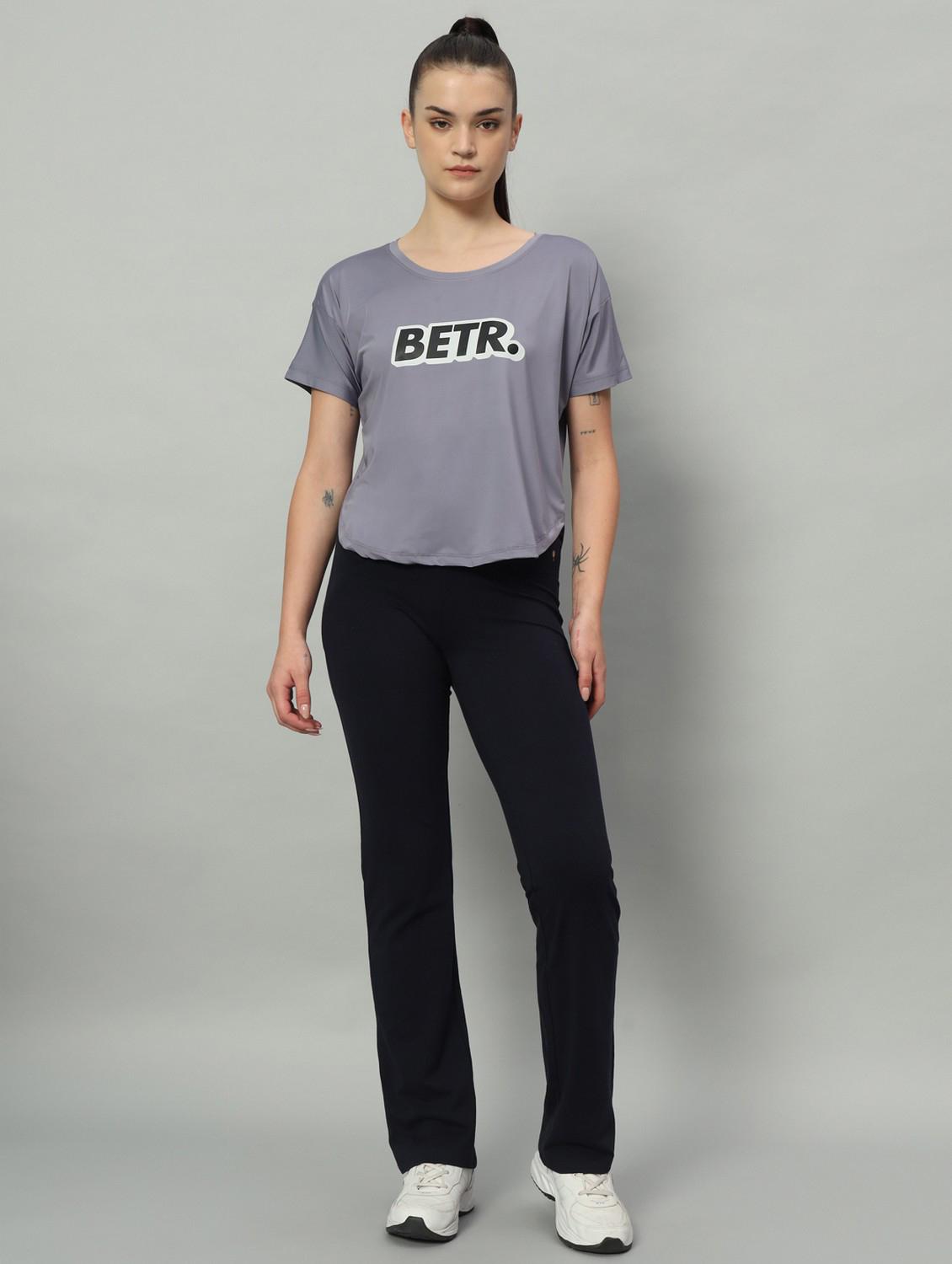 women grey typographic round neck t-shirt - 21762565 - Standard Image - 5