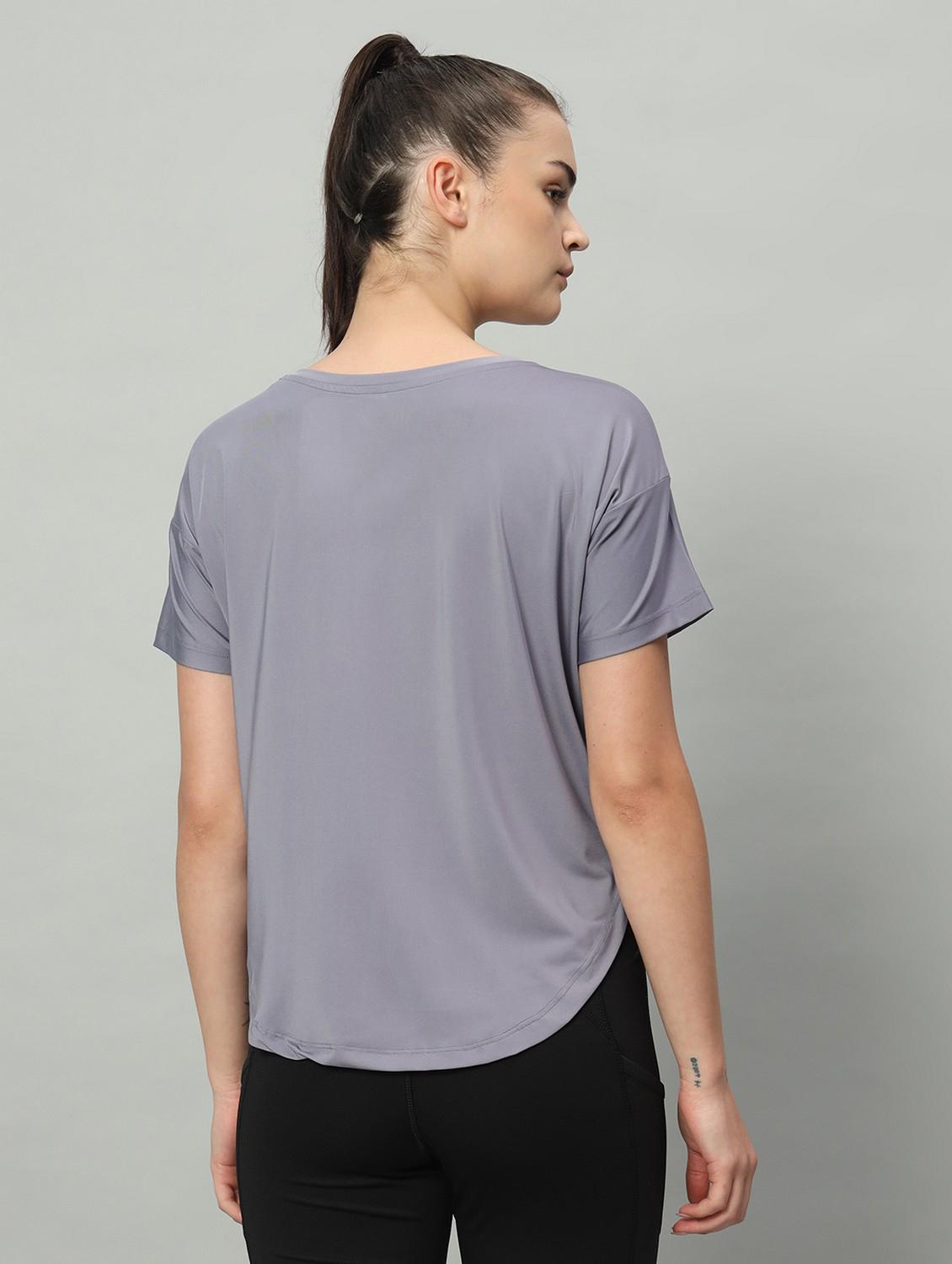 women grey typographic round neck t-shirt - 21762568 -  Standard Image - 3