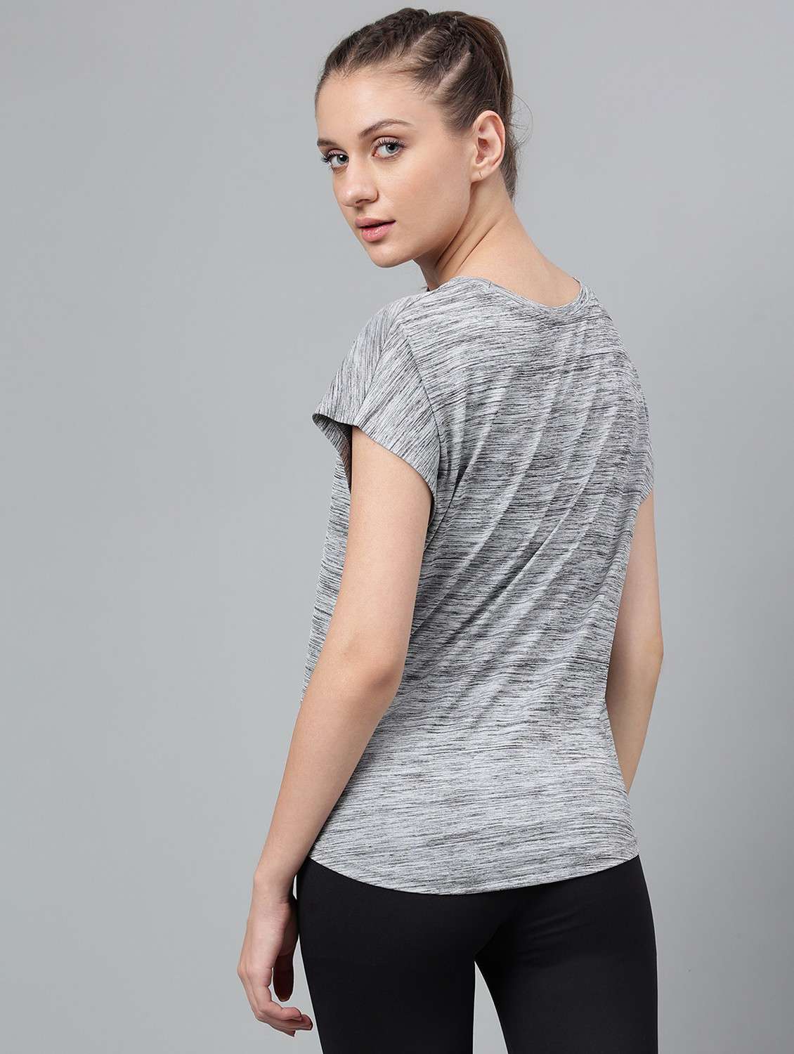 women grey typographic round neck t-shirt - 21762576 -  Standard Image - 3