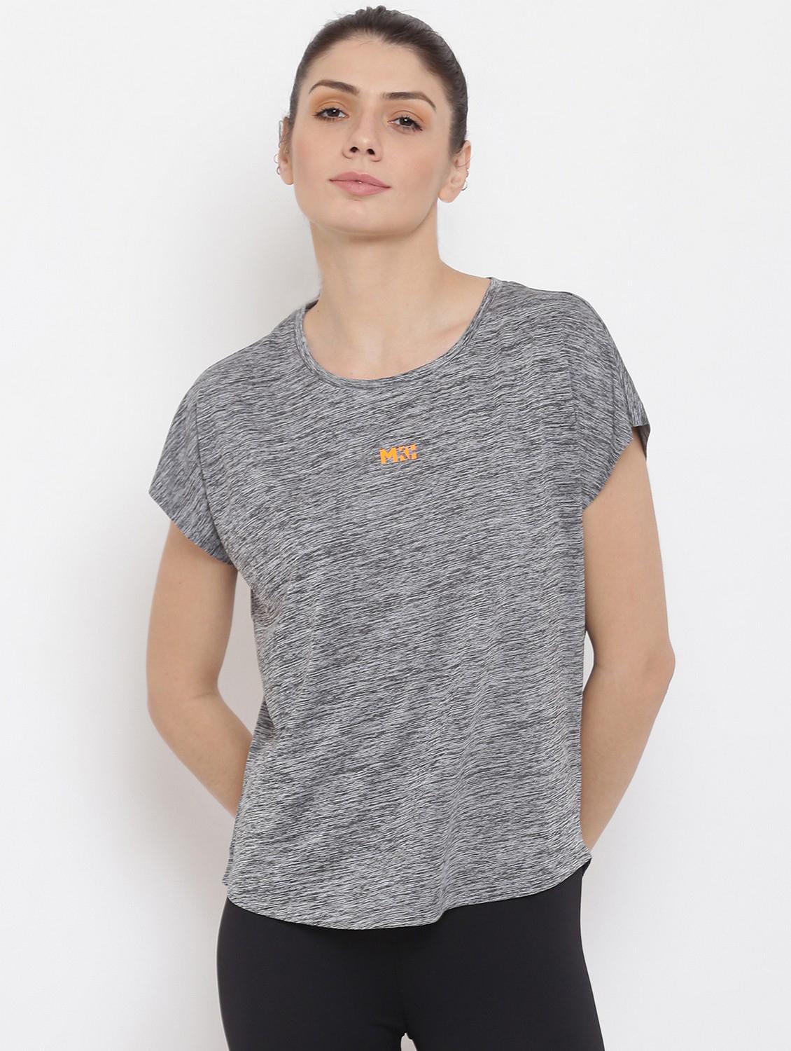 women grey typographic round neck t-shirt - 21762583 - Zoom Image - 0