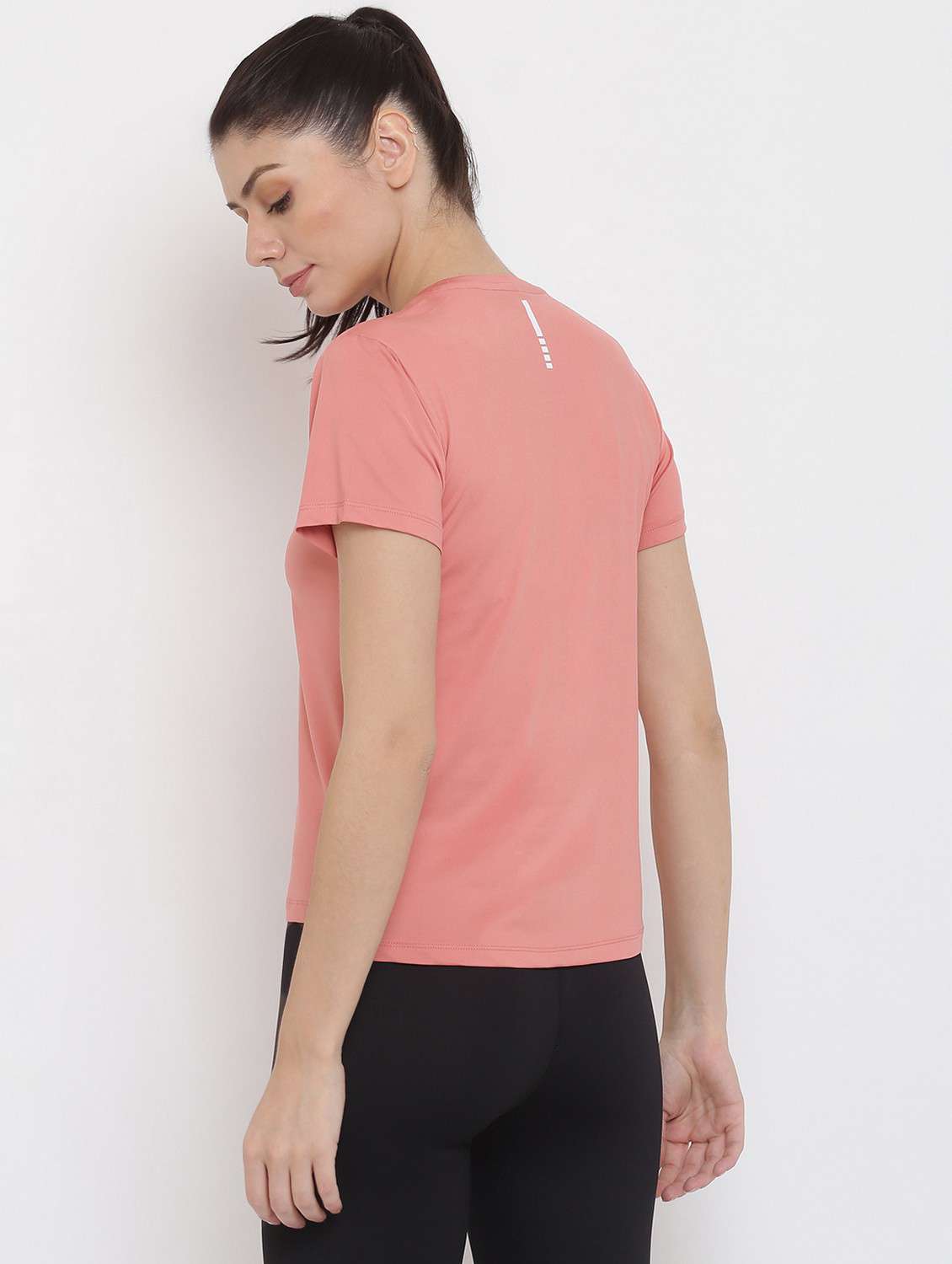 women pink solid round neck t-shirt - 21762584 - Standard Image - 3