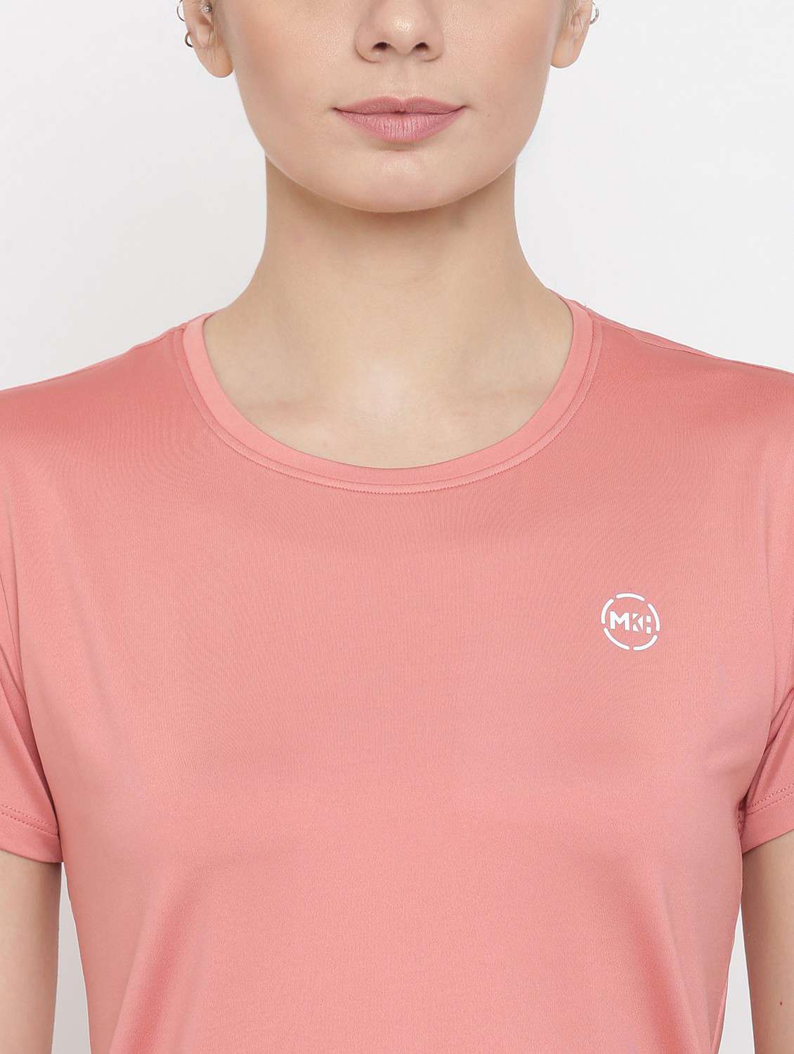 women pink solid round neck t-shirt - 21762584 - Standard Image - 5