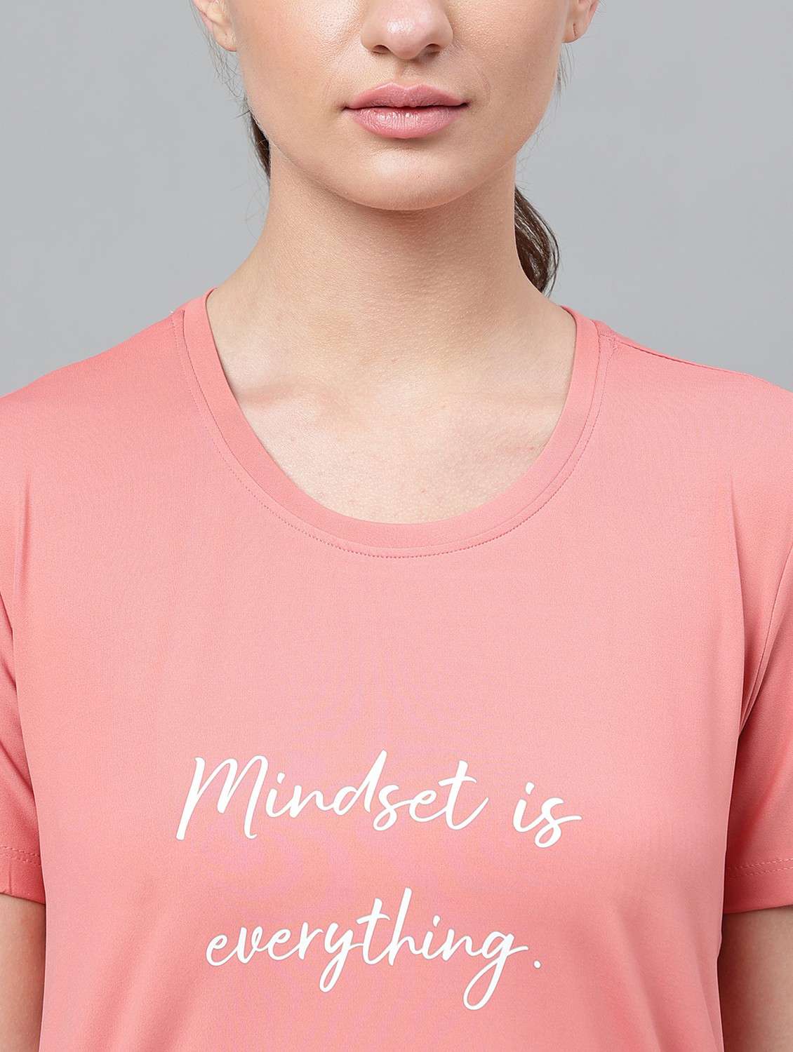 women pink typographic round neck t-shirt - 21762586 -  Standard Image - 5