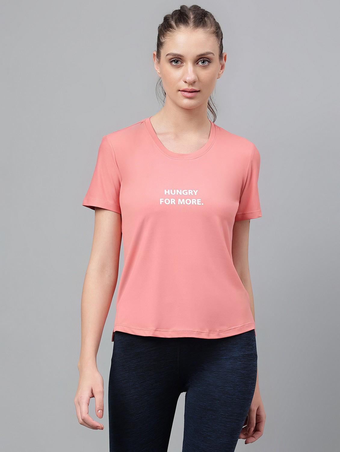 women pink typographic round neck t-shirt - 21762587 -  Zoom Image - 0