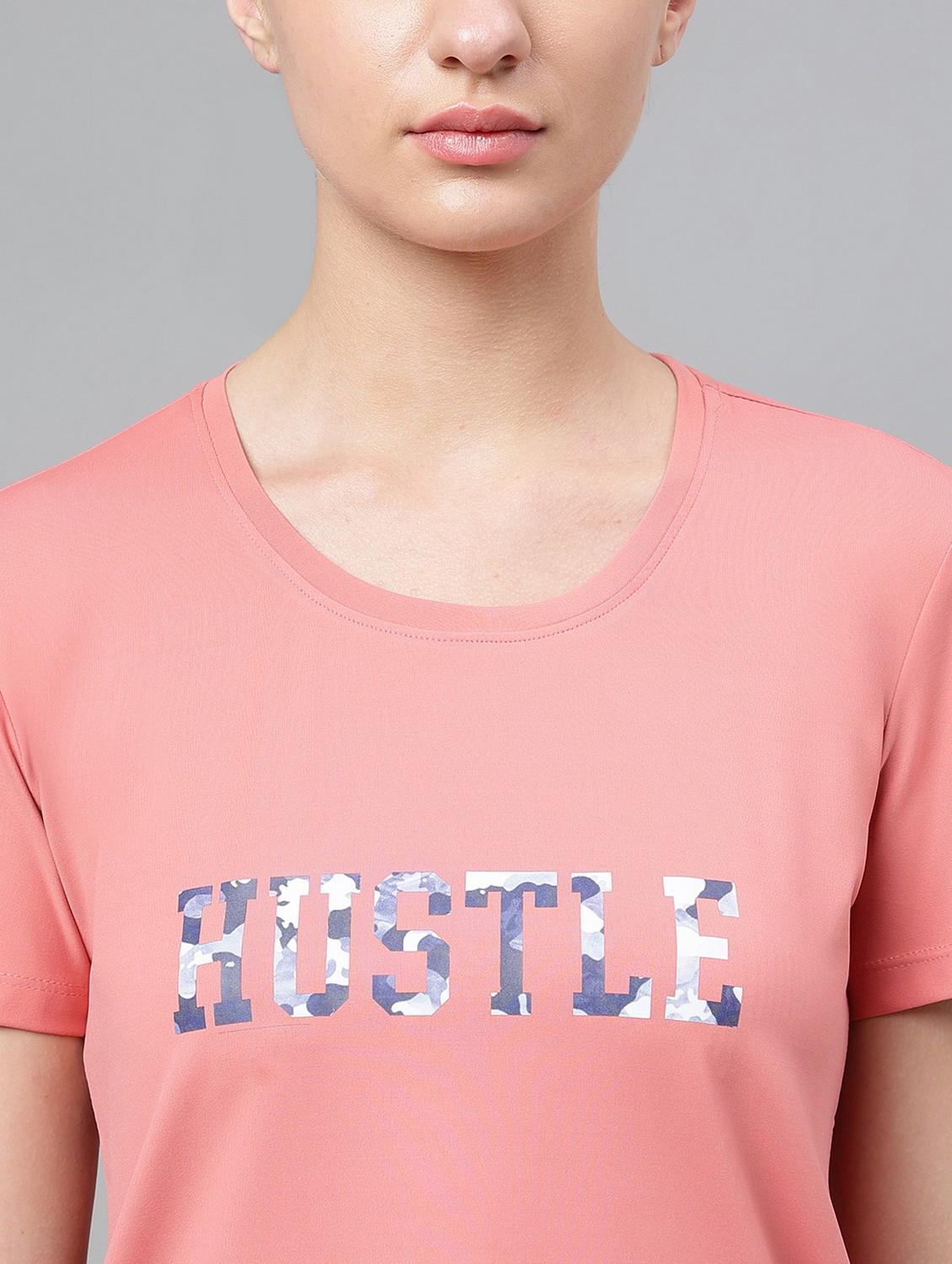 women pink typographic round neck t-shirt - 21762588 - Standard Image - 5