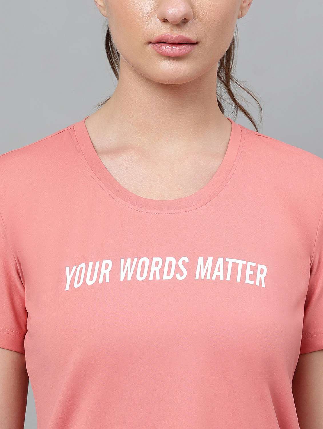 women pink typographic round neck t-shirt - 21762589 -  Standard Image - 5