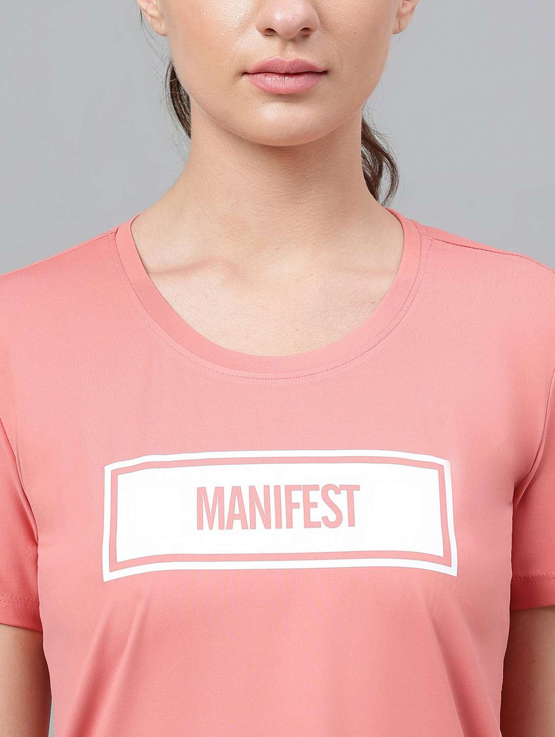 women pink typographic round neck t-shirt - 21762591 -  Standard Image - 5