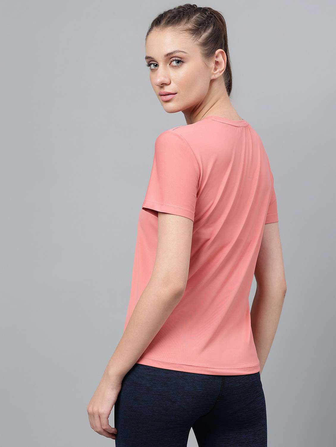 women pink typographic round neck t-shirt - 21762596 -  Standard Image - 3