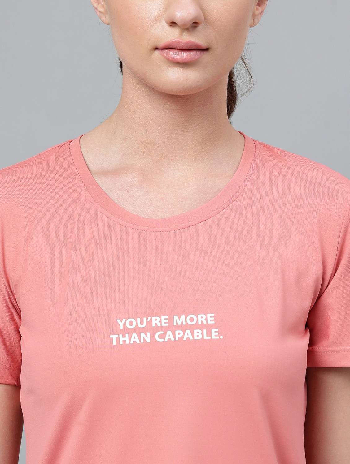 women pink typographic round neck t-shirt - 21762596 -  Standard Image - 5