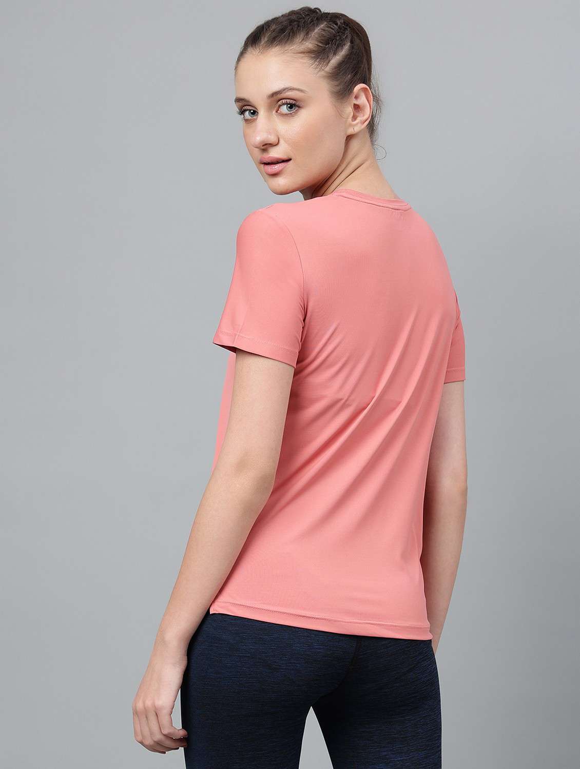 women pink typographic round neck t-shirt - 21762599 -  Standard Image - 3