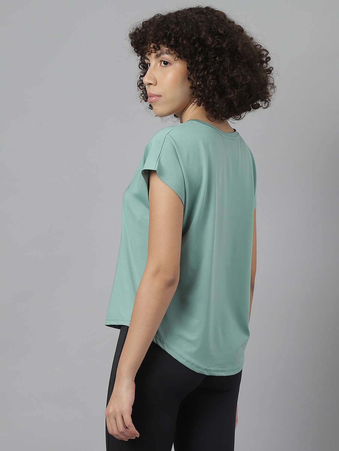 women green typographic round neck t-shirt - 21762602 -  Standard Image - 3