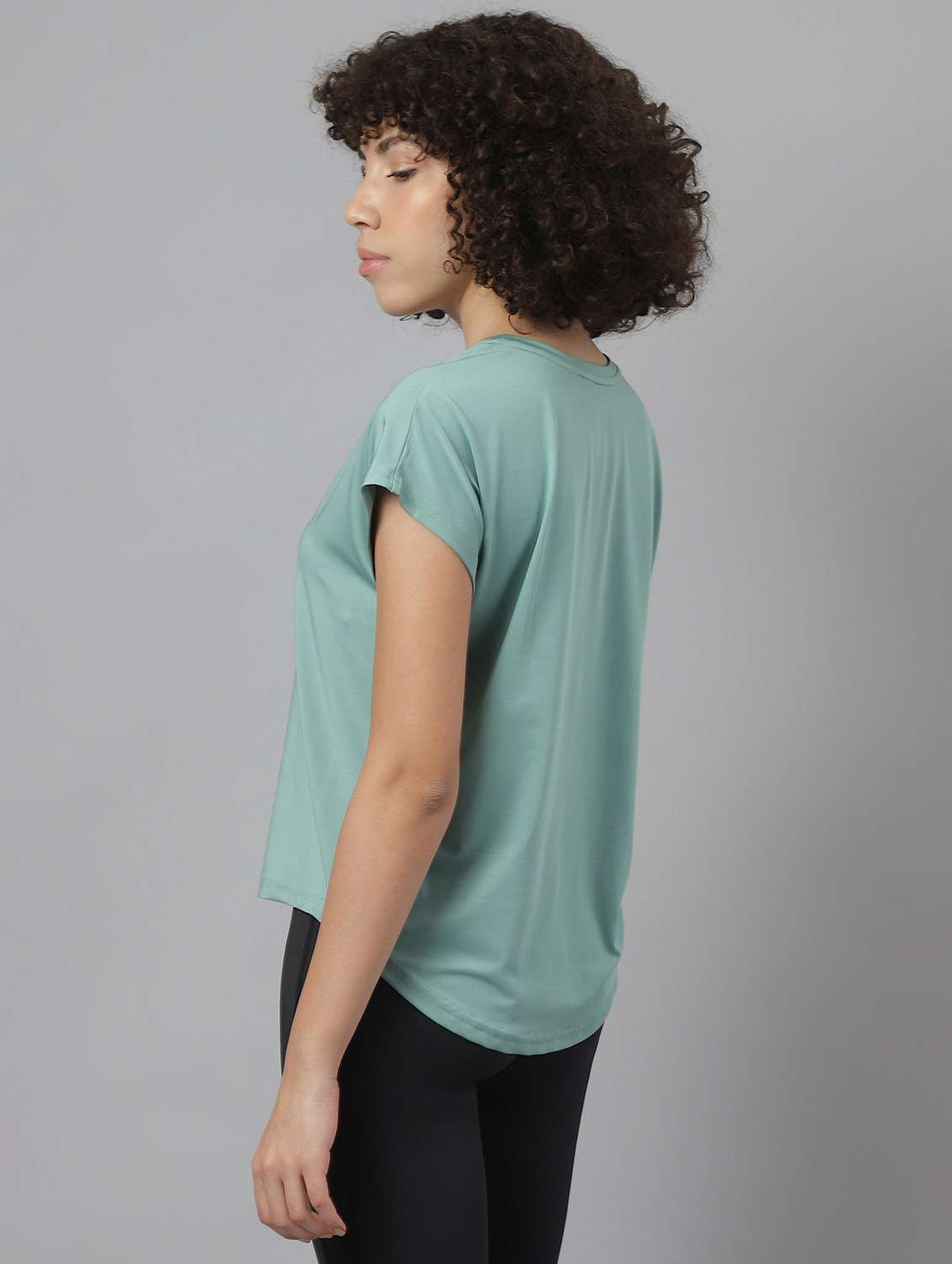 women green typographic round neck t-shirt - 21762609 -  Standard Image - 3