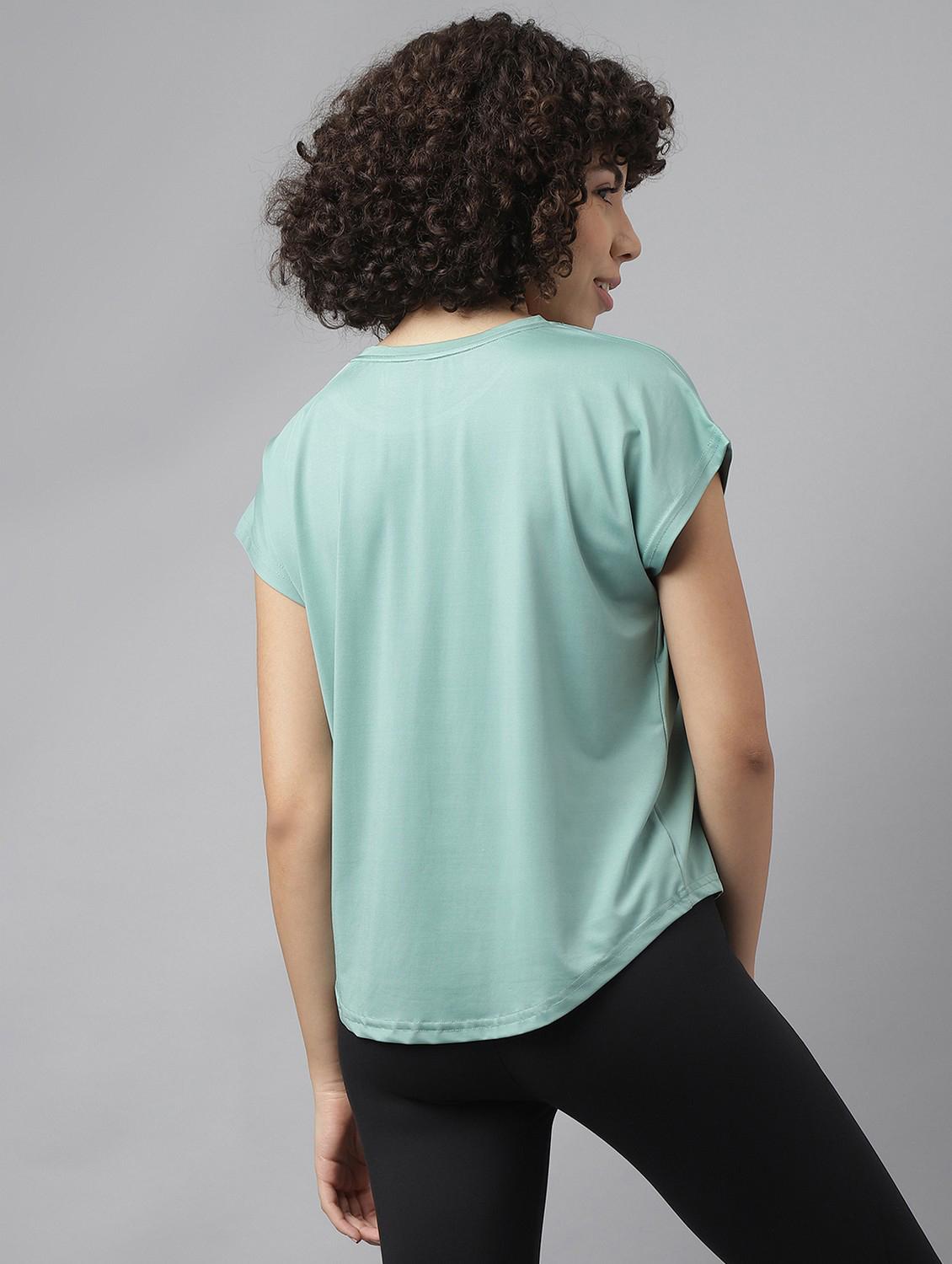 women green typographic round neck t-shirt - 21762611 - Standard Image - 3