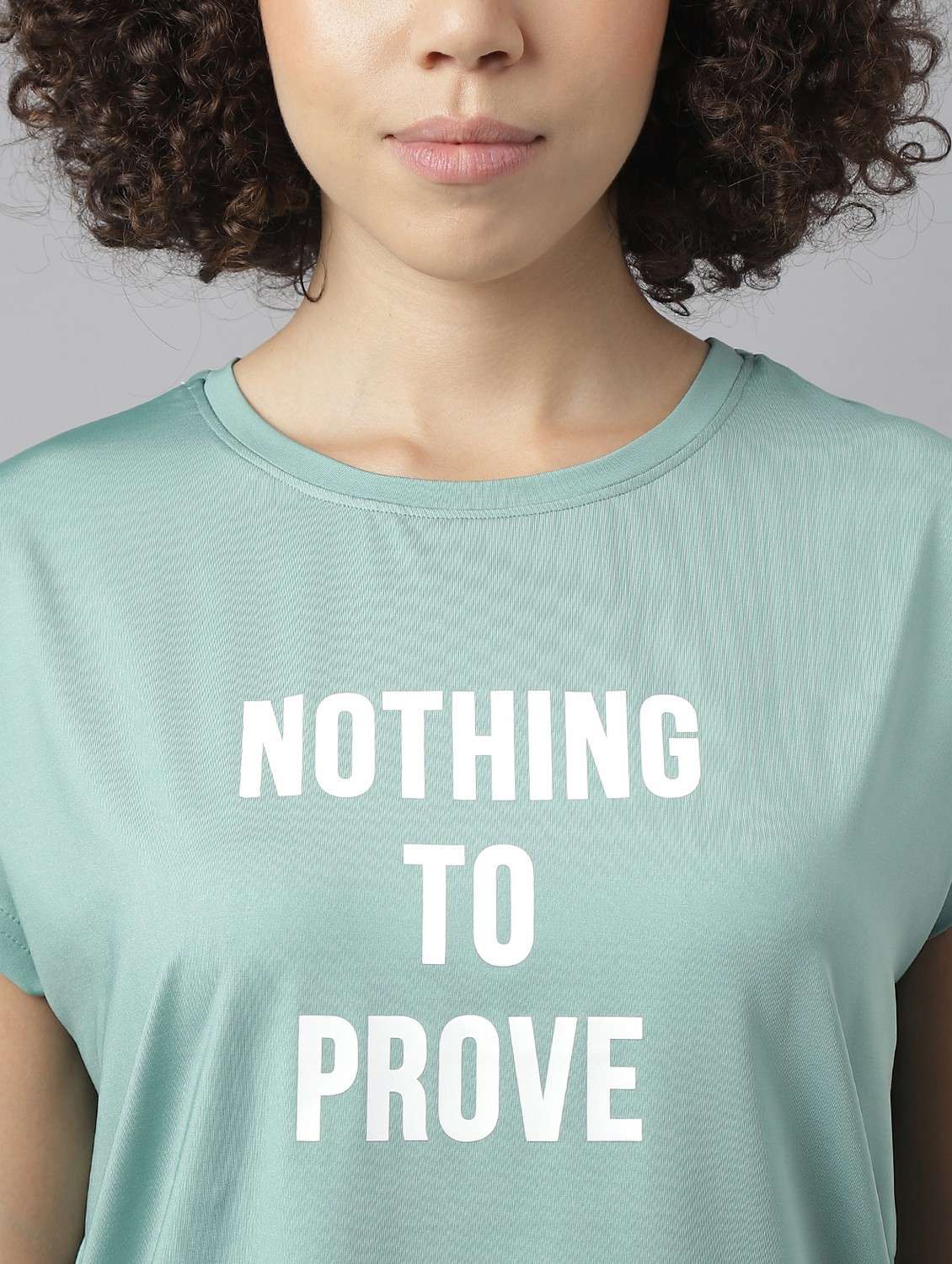 women green typographic round neck t-shirt - 21762614 -  Standard Image - 5