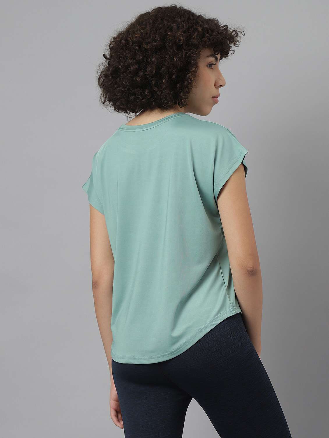 women green typographic round neck t-shirt - 21762615 -  Standard Image - 3