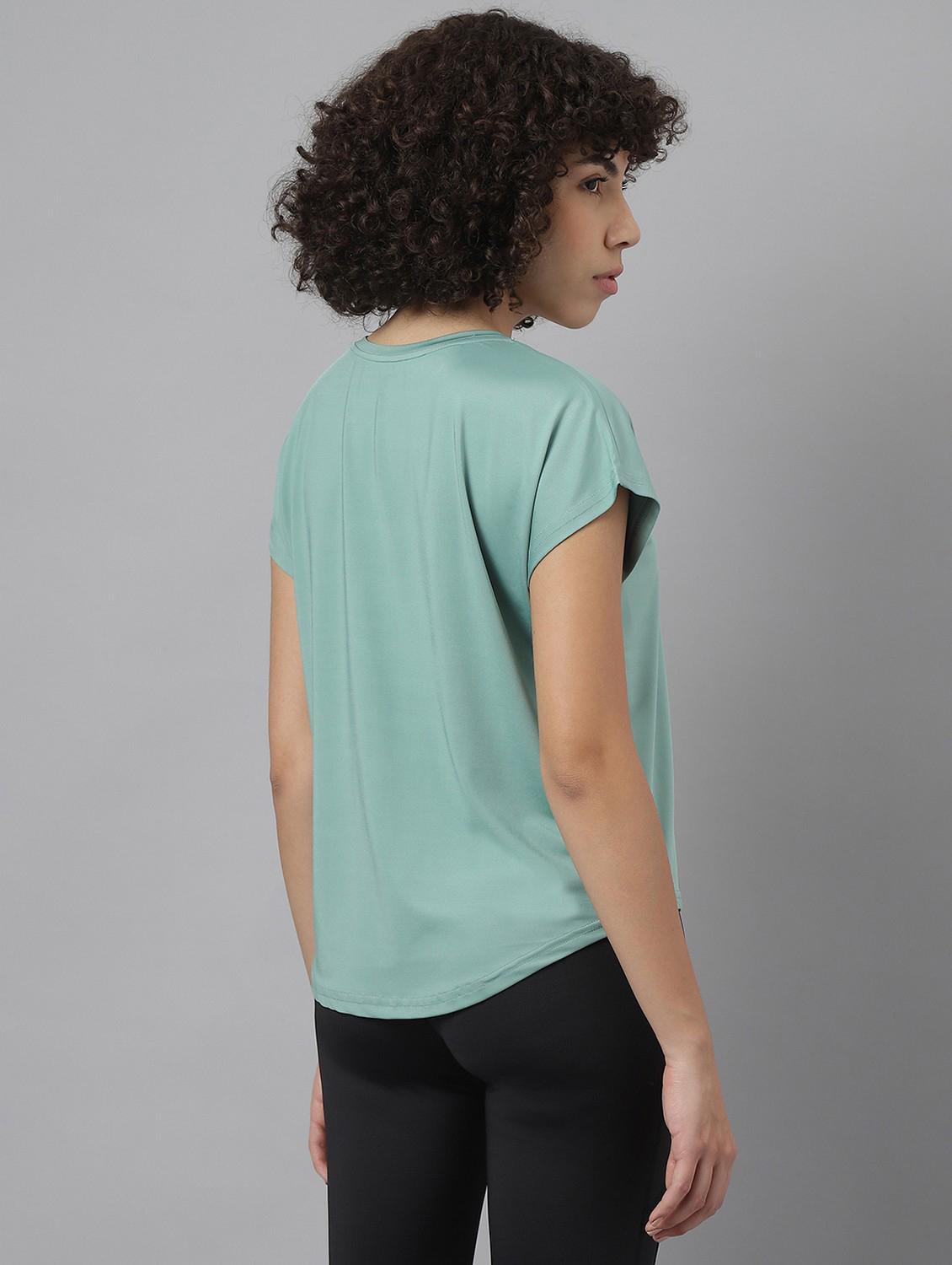women green typographic round neck t-shirt - 21762617 - Standard Image - 3